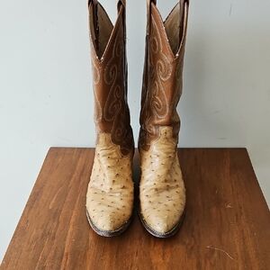 Dan Post Leather & Ostrich Cowboy Boots Size 9D USA